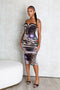 Kiran Leopard Flower Print Midi Dress